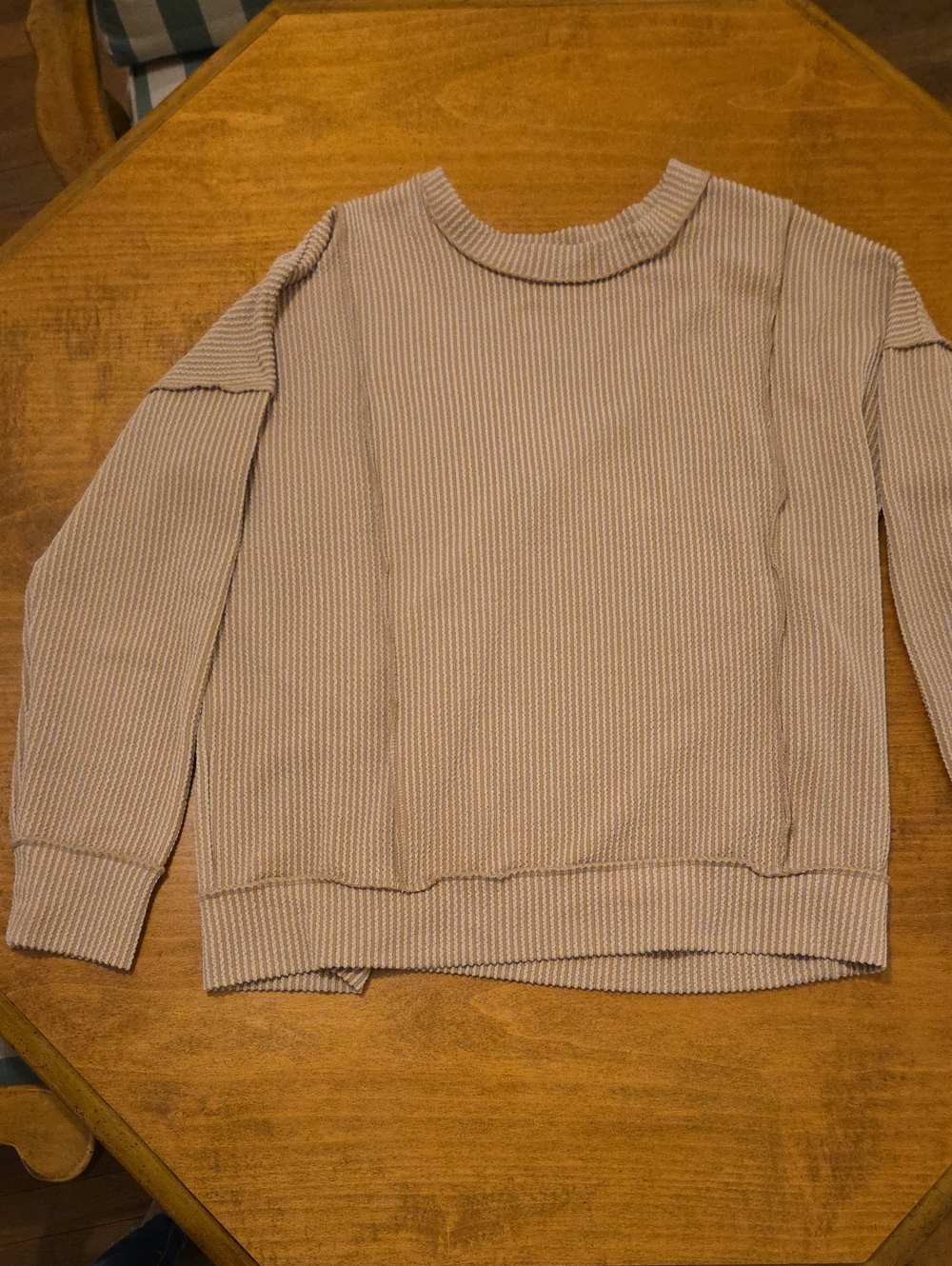 Simply Southern Taupe Ribbed Crewneck Sweater